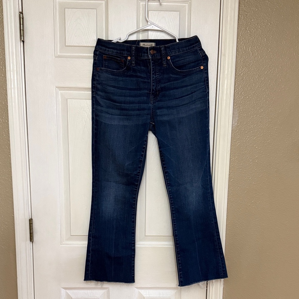 Madewell Dark Blue Flare Jean Cali Demi-boot